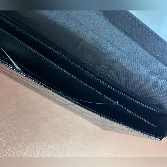 RALPH LAUREN Notorious Clutch Bag Black Patent Croco Clutch Bag Mirror Inside - Picture 9 of 9